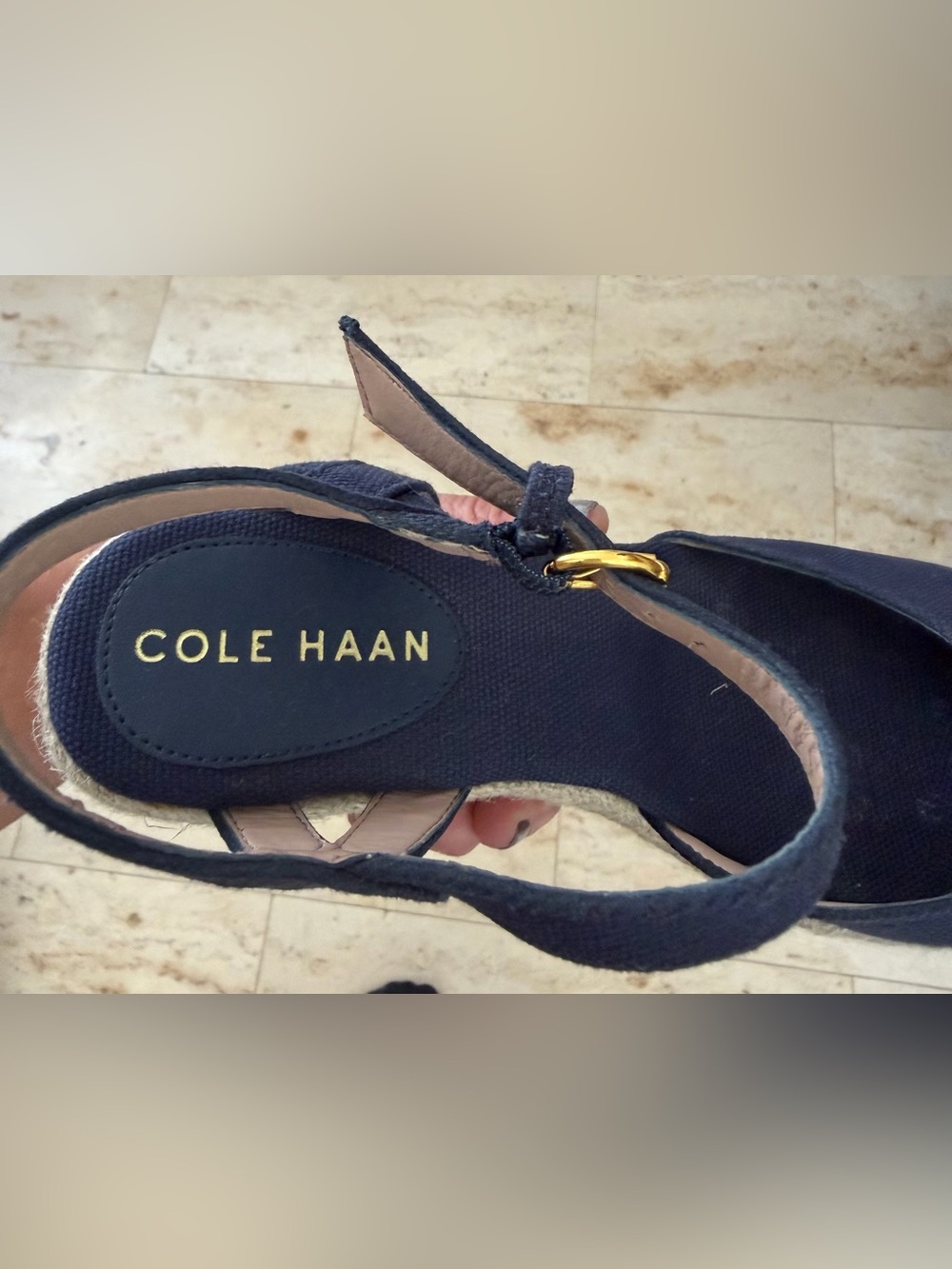 Cole Haan Navy Espadrille Wedge Sandals Size 6B | W2909 - Picture 6 of 8